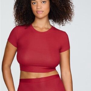 NWT Cuup THE BABY TEE - MODAL SILK RIB Scarlet